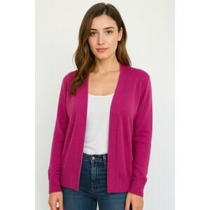 Neiman Marcus Women's Cashmere Cardigan‎ Size S Magenta Open Front Classic Luxe
